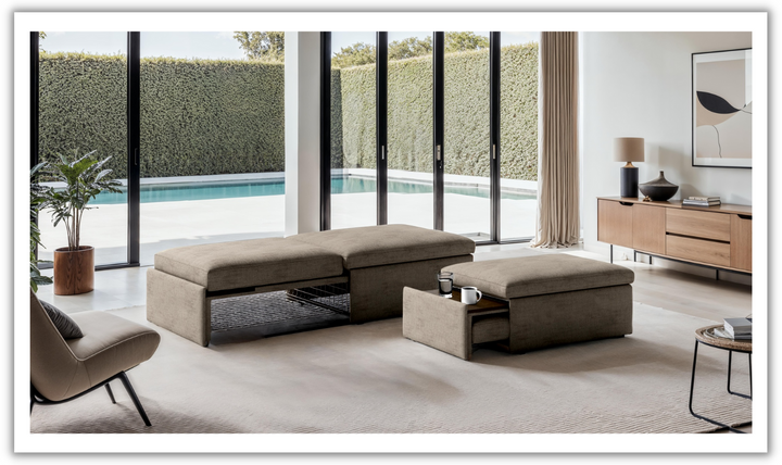 Luonto Otto Cot-Sized Fabric Sleeper Ottoman with Drawer Function