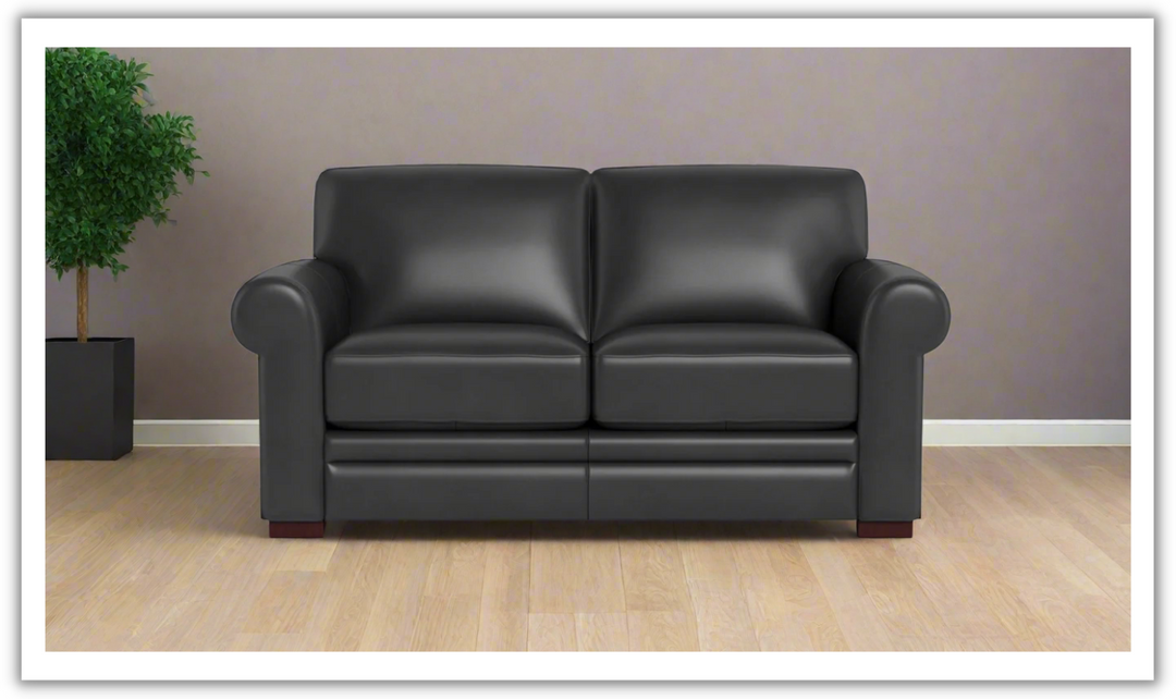 Hydeline Brookfield Waxy Pull-up Leather Loveseat in Caramel Brown
