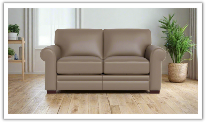 Hydeline Brookfield Waxy Pull-up Leather Loveseat in Caramel Brown