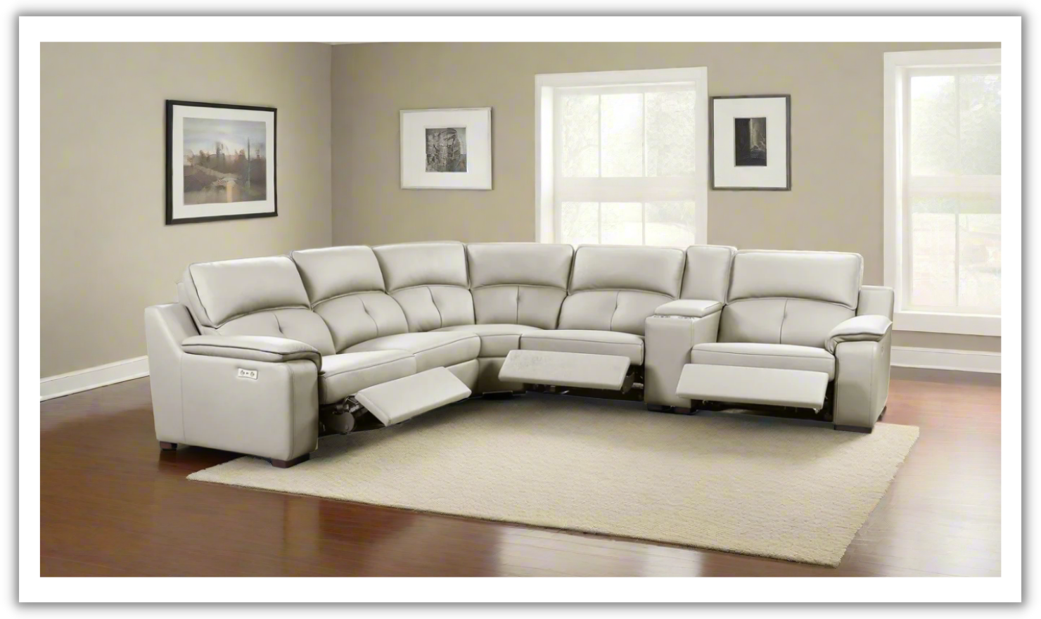 Gio Italia Thompson Recliner Sectional in Smoke Taupe-Jennifer Furniture