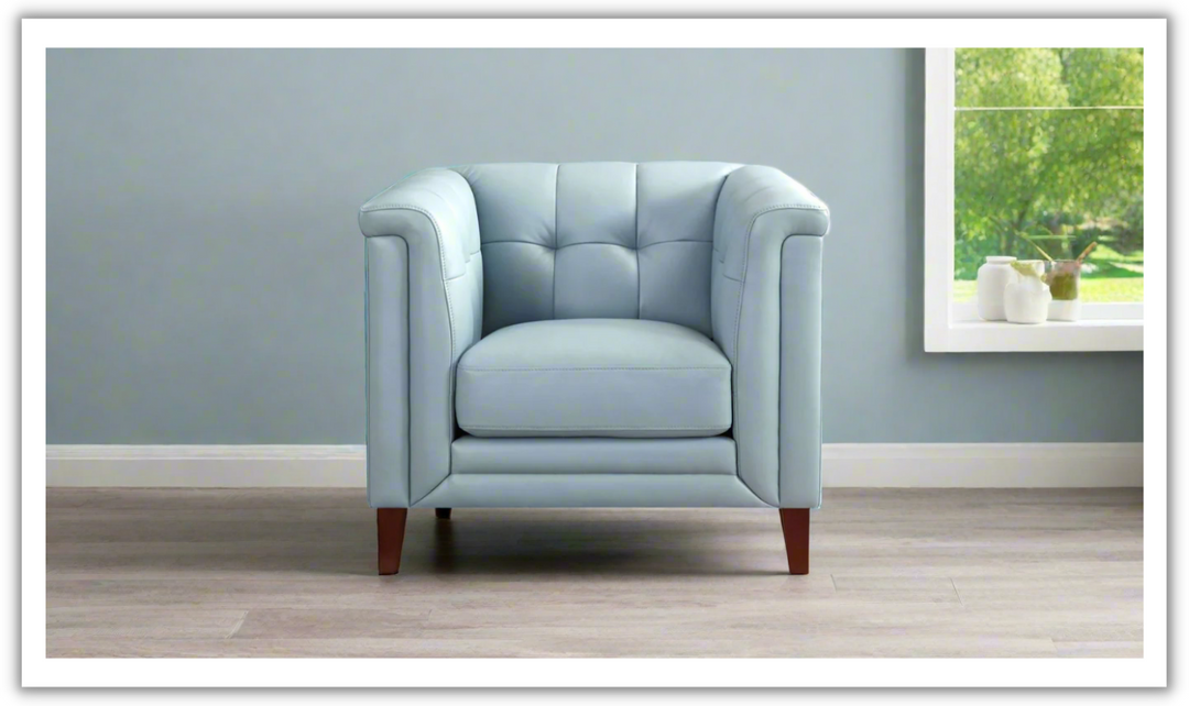 Hydeline Arvo Leather Chair With Tufted Shelter Arms-Jennifer Furniture