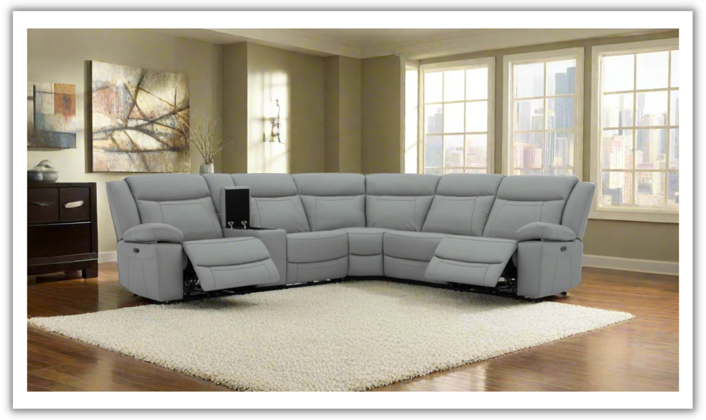 Gio Italia Wyatt Butternut Leather L-Shape Recliner Sectional Sofa-Jennifer Furniture