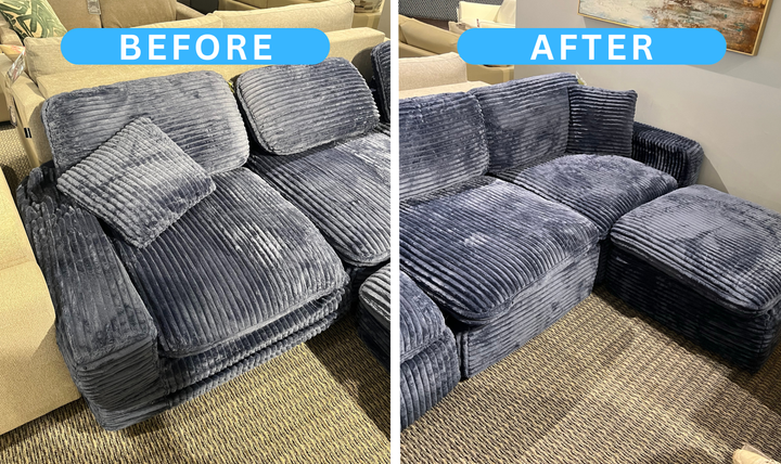 Klaussner Pacis 3-Seater Fabric Dark Blue Sofa with Ottoman