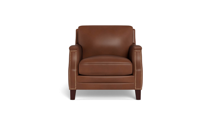 Camano Leather Chair in Leather with Nailhead Finish-Jennifer Furniture