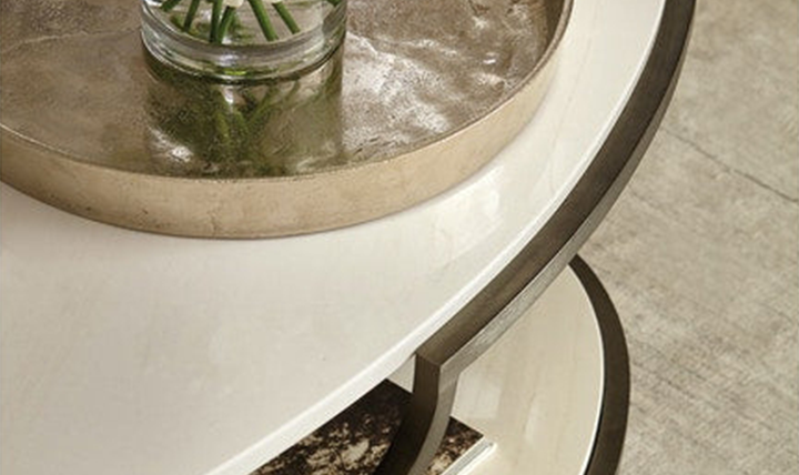 Bernhardt Morello Oval Marble Cocktail Table with Adjustable Glides