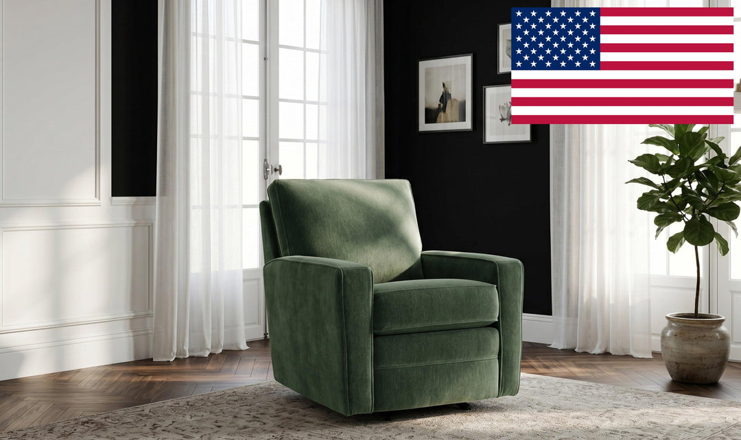 Klaussner Bradford Fabric Contemporary Swivel Chair with Track Arm-Jennifer Furniture