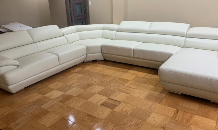 ESF Furniture Corde U-Shaped Leather Sectional Sofa with Chaise in White-jennifer