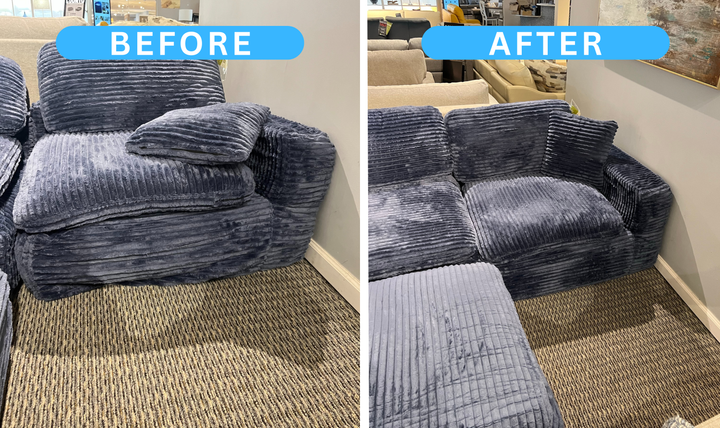 Klaussner Pacis 3-Seater Fabric Dark Blue Sofa with Ottoman