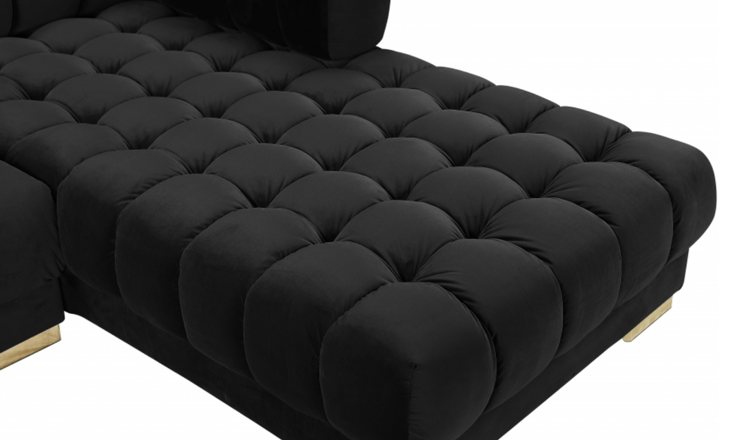 Meridian Furniture Gwen Velvet Upholstered 3pc. Sectional Sofa With Gold and Chrome Leg-Jennifer Furniture