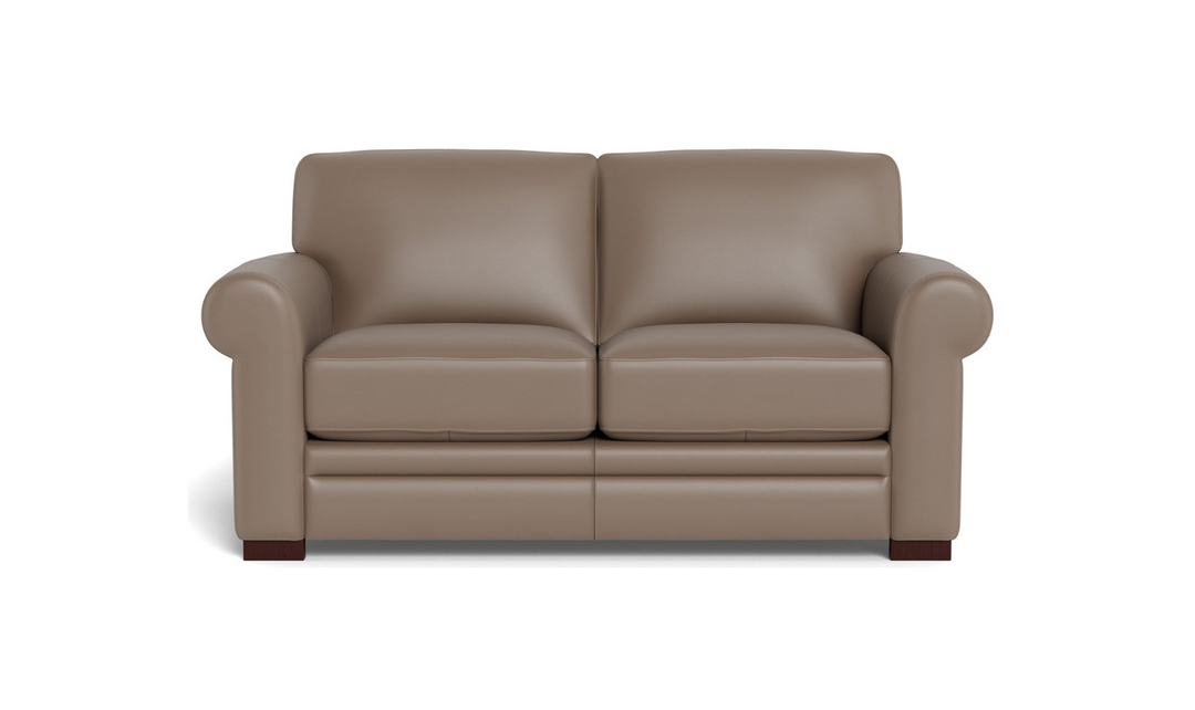 Hydeline Brookfield Waxy Pull-up Leather Loveseat in Caramel Brown