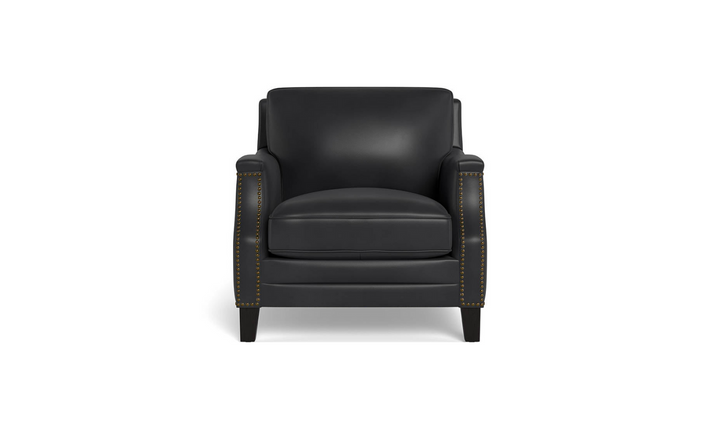 Camano Leather Chair in Leather with Nailhead Finish-Jennifer Furniture