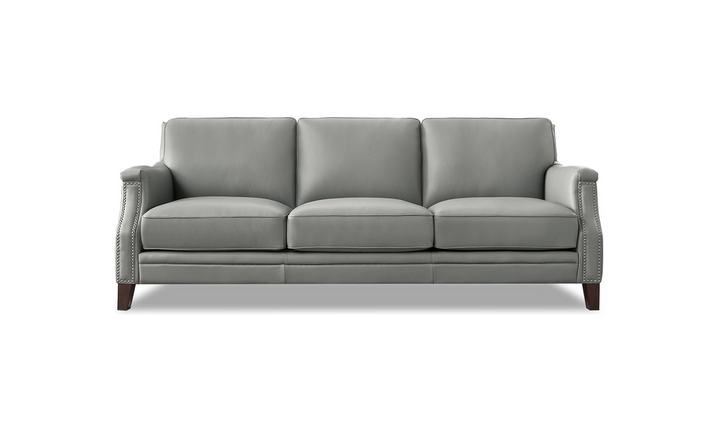 Camano 3 Seater 84'' Leather Sofa With Nail-Head Finish-Jennifer Furniture 