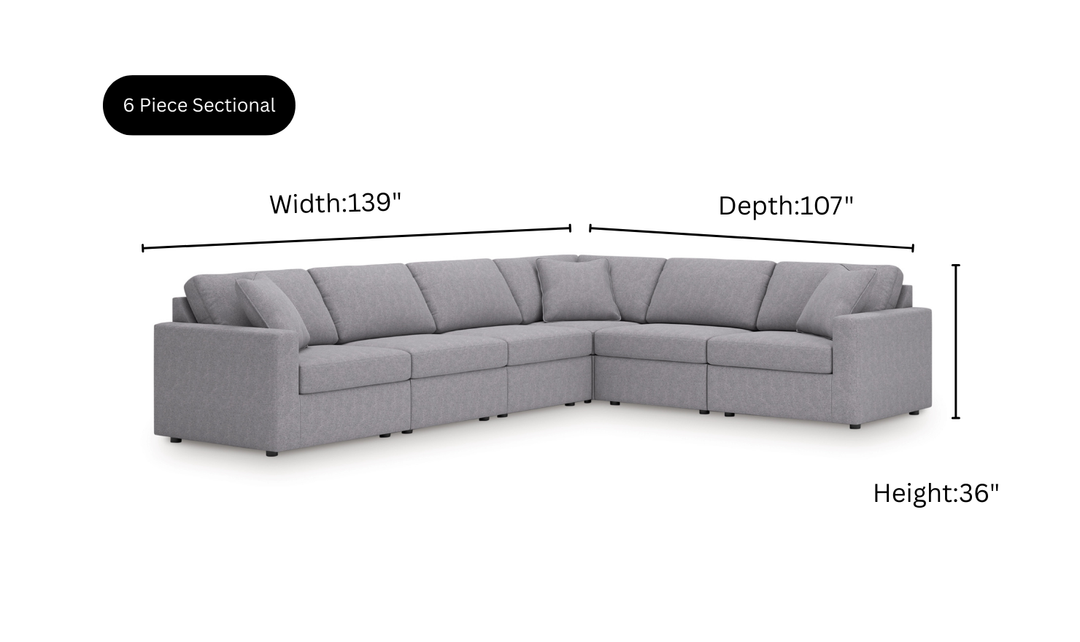 Modern Heritage Modmax Fabric Sectional Sofa with Throw pillows