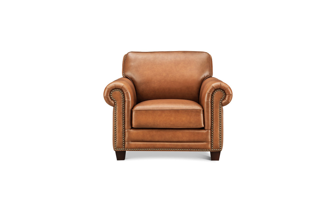 Hydeline Cimmaron Leather Upholstered Chair With Rolled Arms - Jennifer Furniture