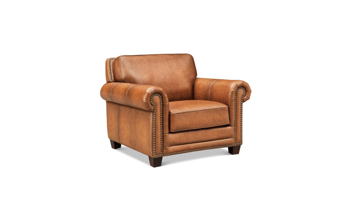 Hydeline Cimmaron Leather Upholstered Chair With Rolled Arms - Jennifer Furniture