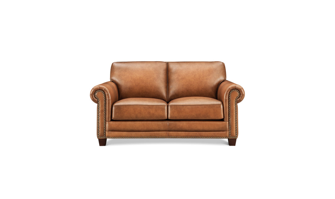 Hydeline Cimmaron Leather Upholstered Loveseat With Rolled Arms - Jennifer Furniture