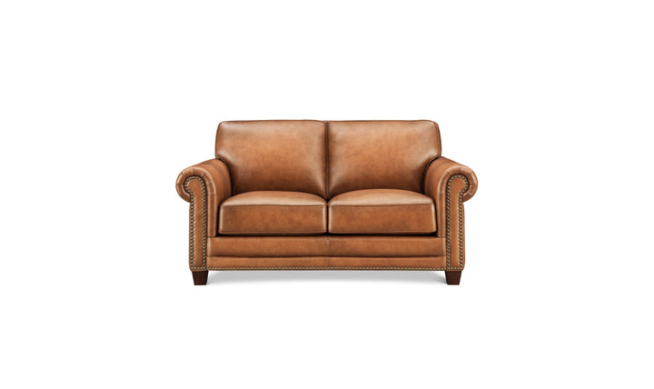 Hydeline Cimmaron Leather Upholstered Loveseat With Rolled Arms - Jennifer Furniture