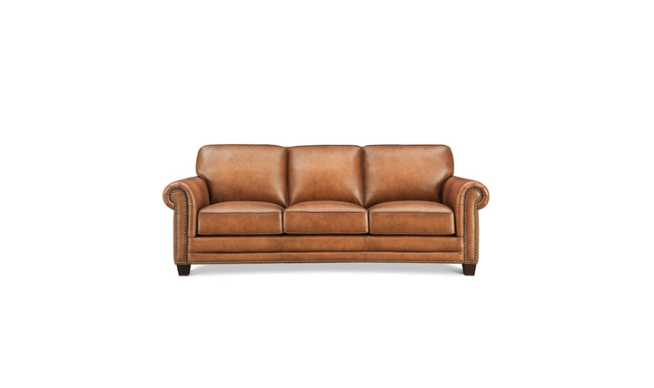 Hydeline Cimmaron Leather Upholstered Sofa With Rolled Arms - Jennifer Furniture