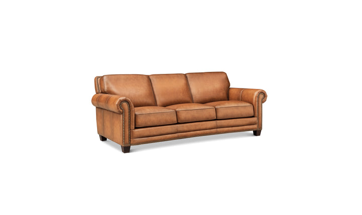 Hydeline Cimmaron Leather Upholstered Sofa With Rolled Arms - Jennifer Furniture