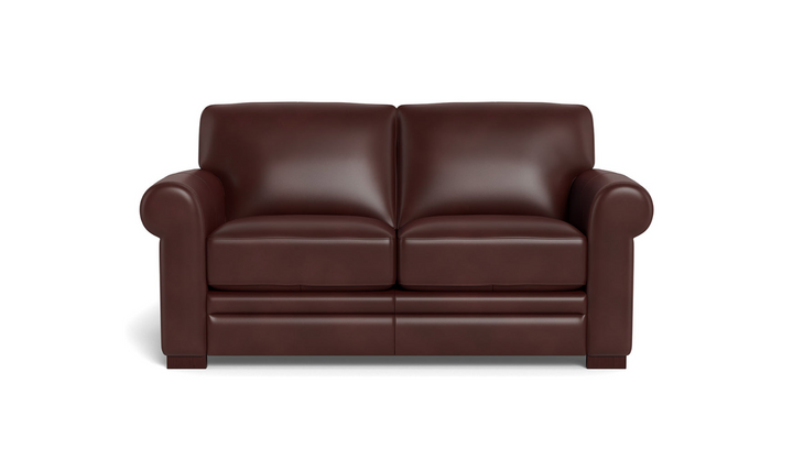Hydeline Brookfield Waxy Pull-up Leather Loveseat in Caramel Brown