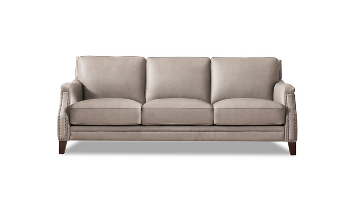 Camano 3 Seater 84'' Leather Sofa With Nail-Head Finish-Jennifer Furniture 