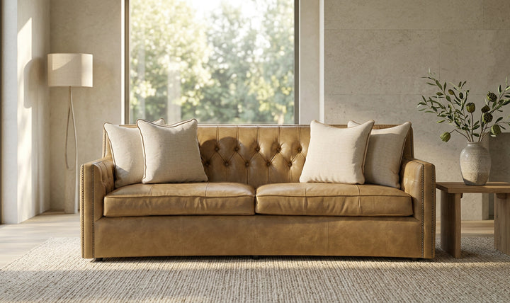 Bernhardt Candace Leather Sofa with Track Arms