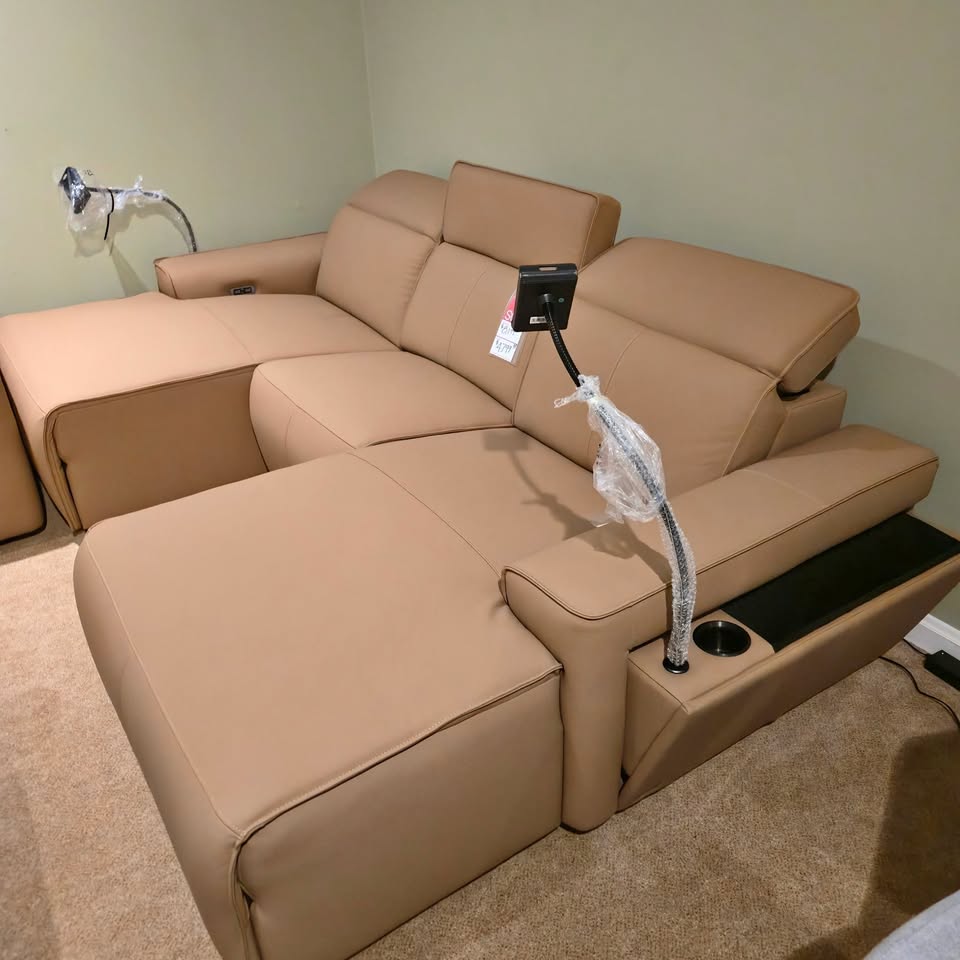 Klaussner Leonardo Triple Reclining Chaise & Armless Chair- 100% Leather