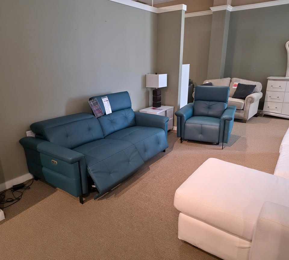 Klaussner Orlena Reclining Sofa & Chair 100% Leather