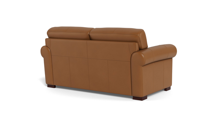 Hydeline Brookfield Waxy Pull-up Leather Loveseat in Caramel Brown