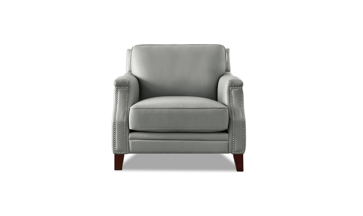 Camano Leather Chair in Leather with Nailhead Finish-Jennifer Furniture