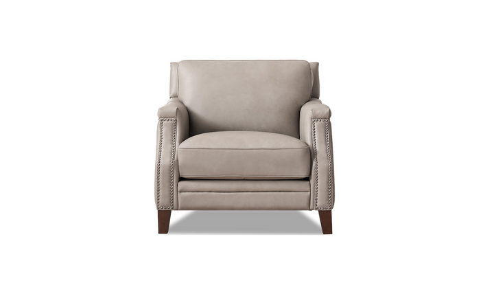 Camano Leather Chair in Leather with Nailhead Finish-Jennifer Furniture