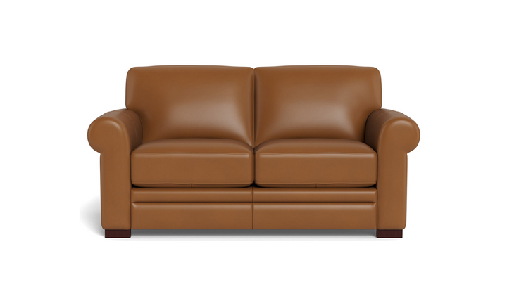 Hydeline Brookfield Waxy Pull-up Leather Loveseat in Caramel Brown