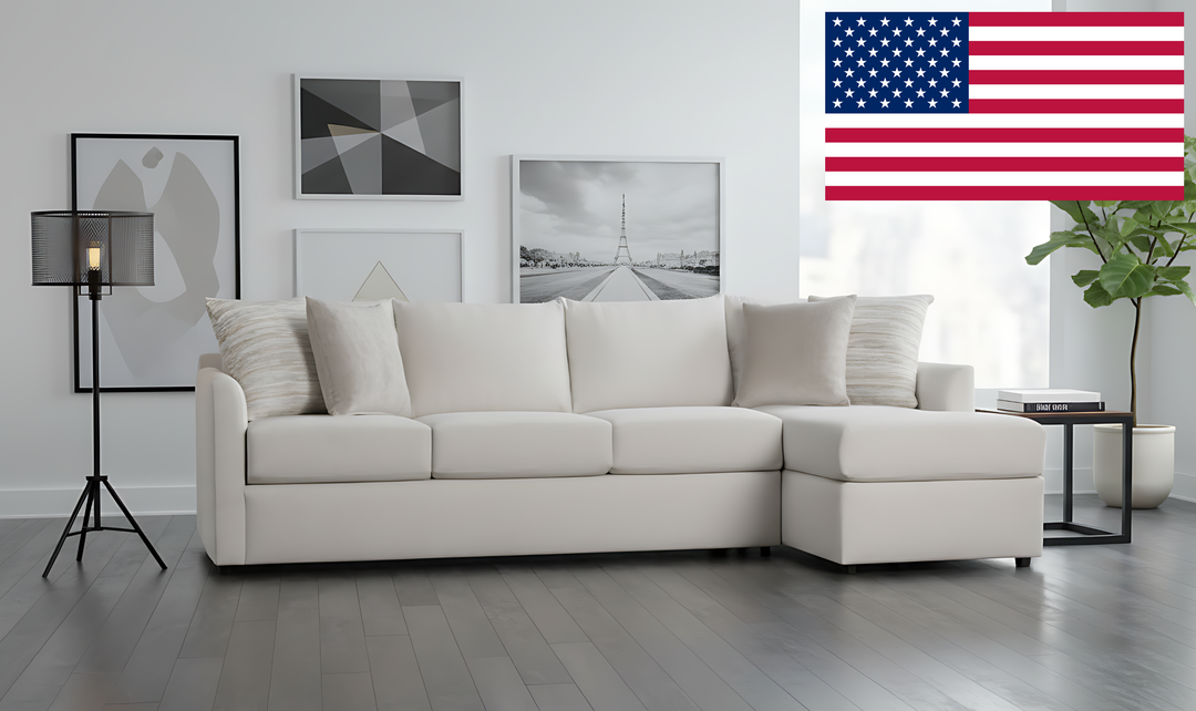 Klaussner Atlanta L-Shape Fabric Sectional Sofa in Beige-Jennifer Furniture