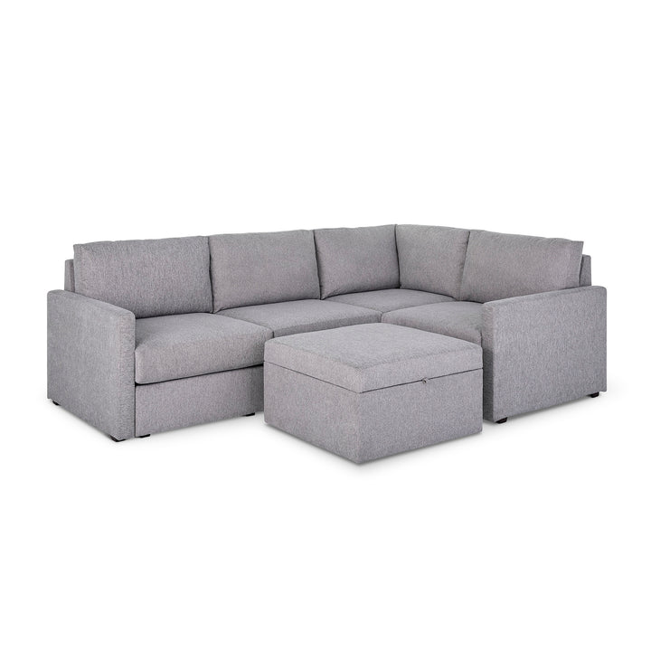Flex 4-seat Sectional With Narrow Arm And Storage Ottoman By Homestyles