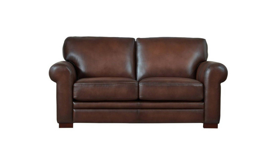 Hydeline Brookfield Waxy Pull-up Leather Loveseat in Caramel Brown