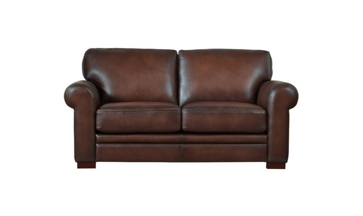 Hydeline Brookfield Waxy Pull-up Leather Loveseat in Caramel Brown