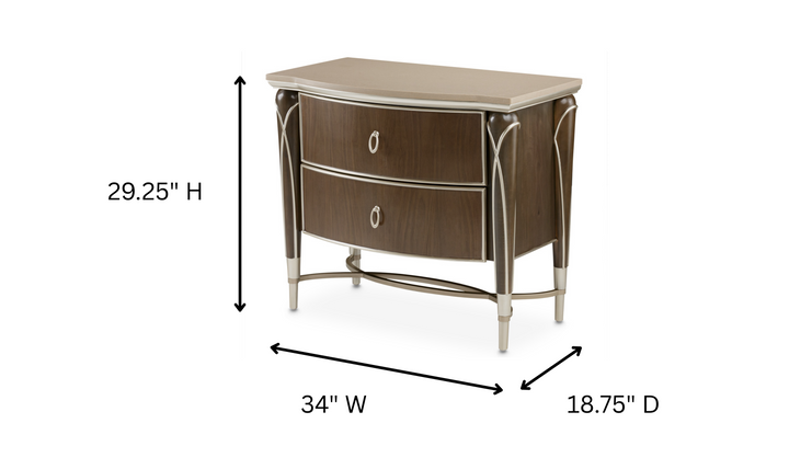 AICO Furniture Villa Cherie Nightstand in Hazelnut