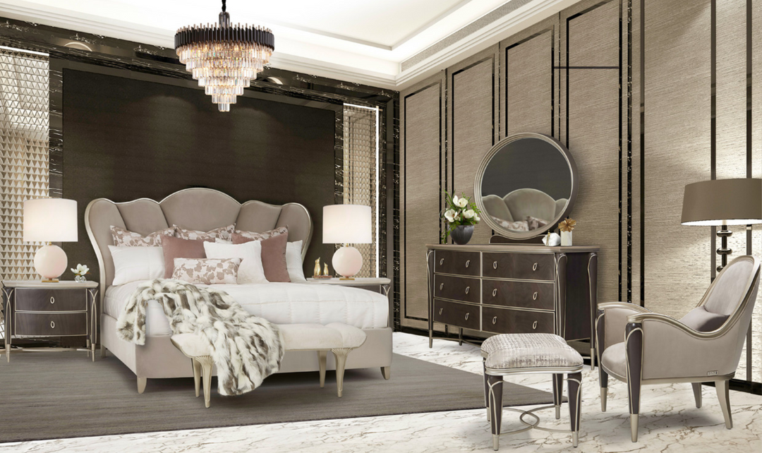 AICO Furniture Villa Cherie Nightstand in Hazelnut-jennifer furniture