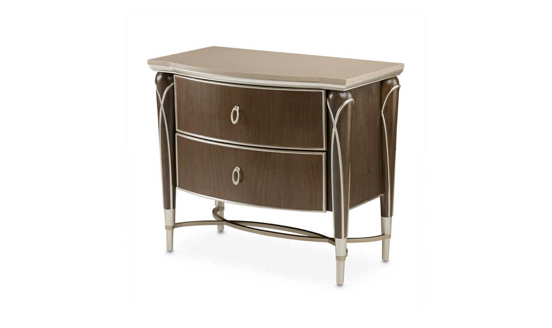 AICO Furniture Villa Cherie Nightstand in Hazelnut-jennifer furniture