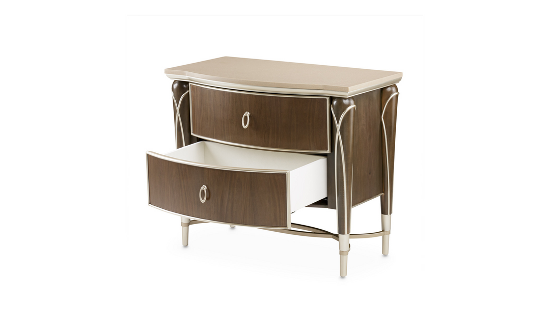 AICO Furniture Villa Cherie Nightstand in Hazelnut-jennifer furniture