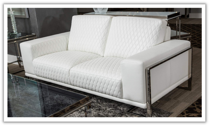AICO Gianna Leather Loveseat in White