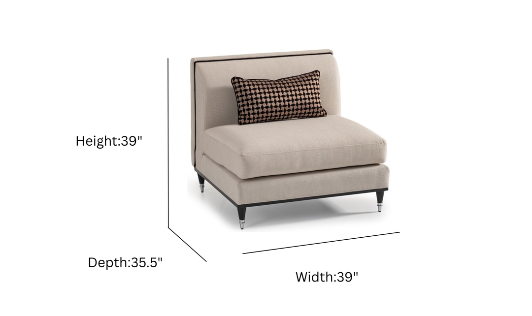 AICO La Francaise Fabric Armless Chair