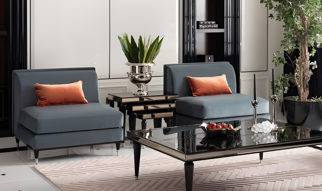 AICO La Francaise Fabric Armless Chair