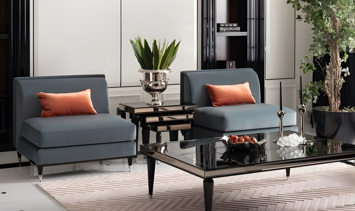 AICO La Francaise Fabric Armless Chair