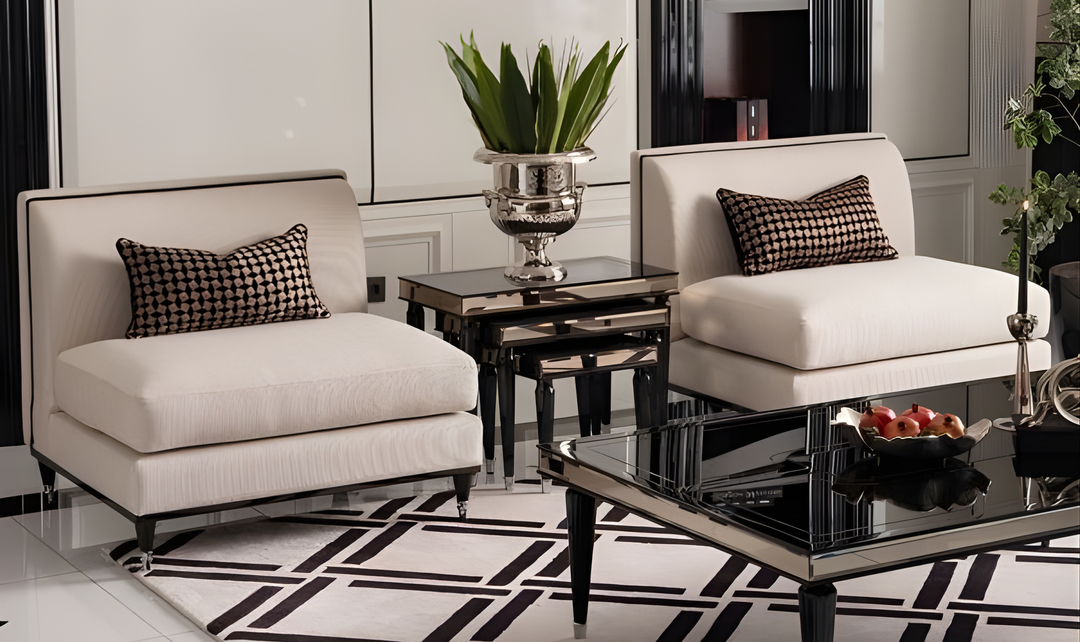 AICO La Francaise Fabric Armless Chair