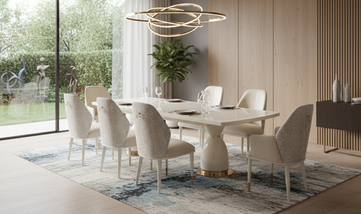 AICO Lisbon Silken Matte Cream Dining Table-jennifer furniture