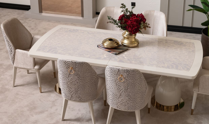 AICO Lisbon Silken Matte Cream Dining Table-jennifer furniture