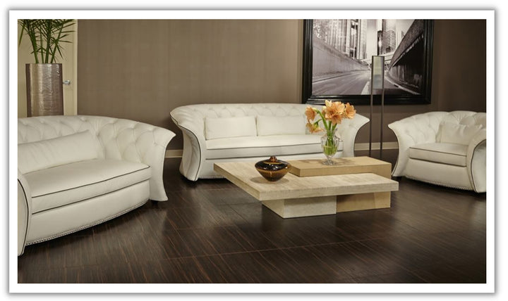 AICO Molisa White Leather Sofa