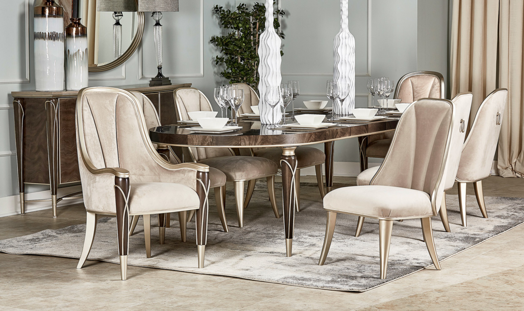 AICO Villa Cherie"4 Leg Oval Dining Table-jennifer furniture