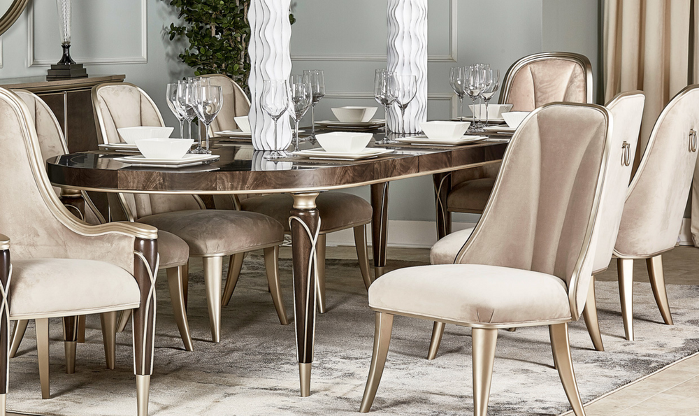 AICO Villa Cherie"4 Leg Oval Dining Table-jennifer furniture
